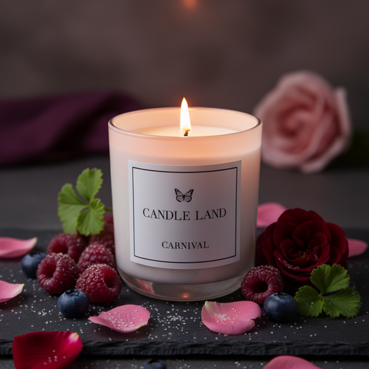 Luxury hand-poured black raspberry sugar candle from Candle Land’s Circus Collection, Australian candle brand.