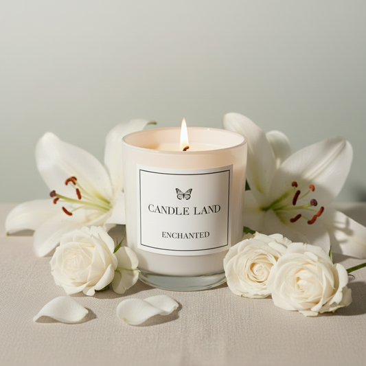 Enchanted – Sheer Lily and White Rose candle by Candle Land hand-poured in Sydney candle's fragrance