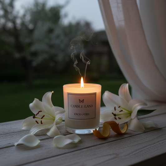 Enchanted – Sheer Lily and White Rose candle by Candle Land hand-poured in Sydney