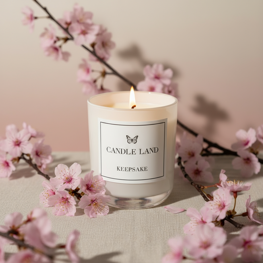 Keepsake – Japanese Cherry Blossom candle by Candle Land with floral design