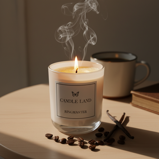 Coffee and vanilla candle from Candle Land’s Circus Collection, hand-poured in Sydney.